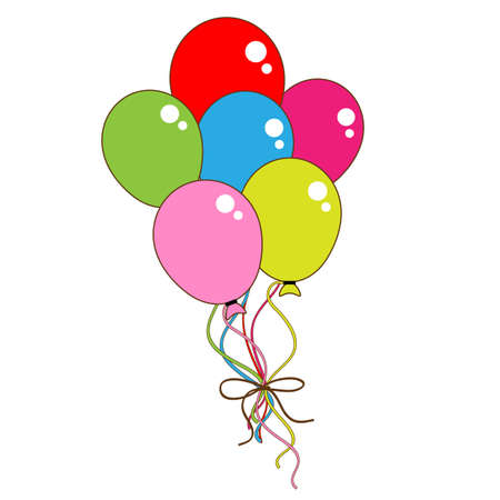 Colorful cartoon balloons on white backgroundのイラスト素材