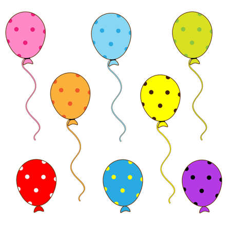 Colorful cartoon balloons with polka dots on white backgroundのイラスト素材