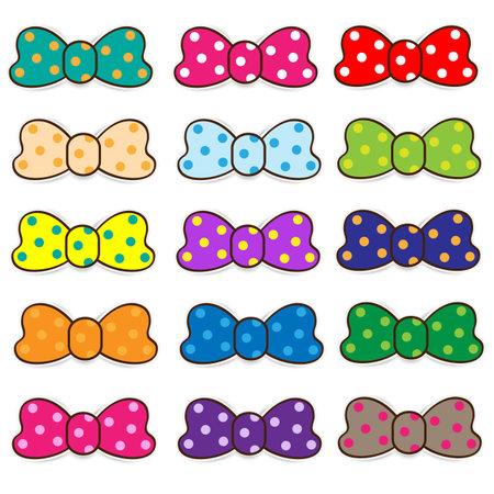 Cute bow polka dot paper stickerの写真素材