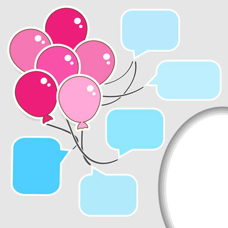 Pink balloon sticker with text boxのイラスト素材
