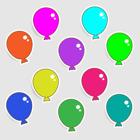 colorful paper sticker balloons with shadowsのイラスト素材