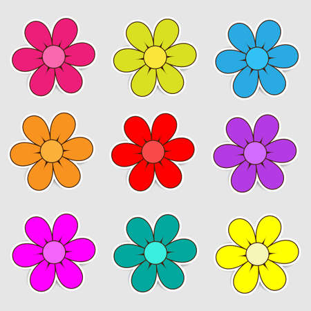 Colorful paper flowers with six petalsの写真素材