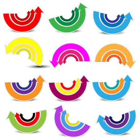 Colorful paper arrows on a white backgroundのイラスト素材