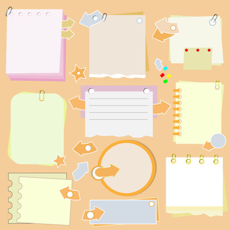 Note paper with arrows and clampsのイラスト素材