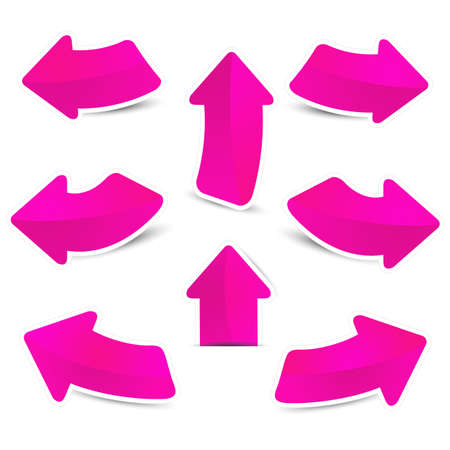 Pink arrow sticker paper on white backgroundのイラスト素材