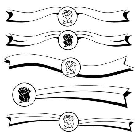 Roses with ribbons on a white backgroundのイラスト素材