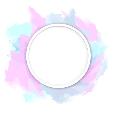 White circle of paper on a watercolor paintingのイラスト素材