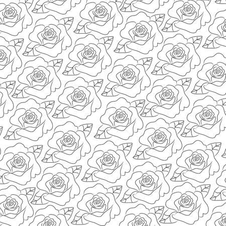 Black rose pattern on white backgroundのイラスト素材