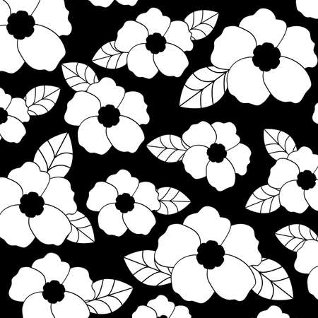 Black and white flower backgroundのイラスト素材