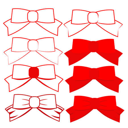 Set of red ribbons on a white backgroundのイラスト素材