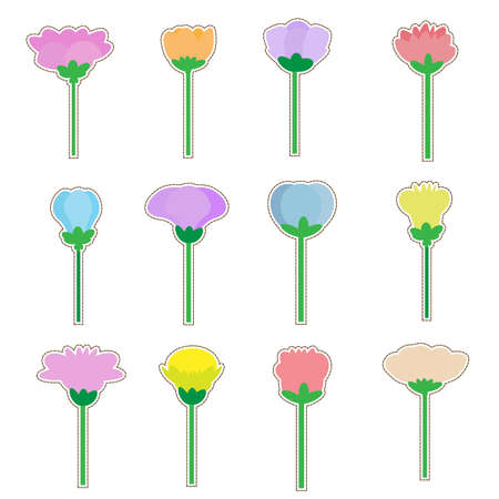 Hand drawn flower sticker setのイラスト素材