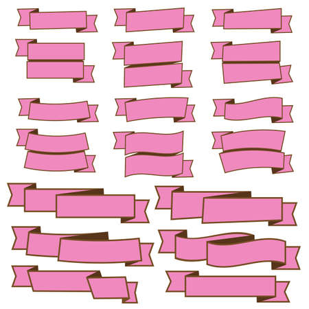 Ribbon banner pink white backgroundのイラスト素材