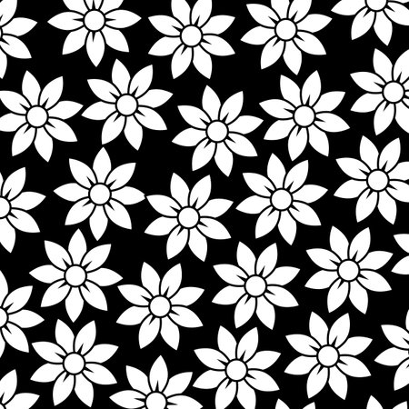 White floral background on black backgroundのイラスト素材