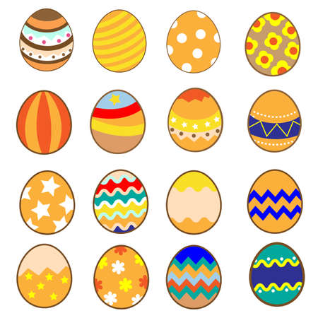 Cute easter egg icon with decorationのイラスト素材