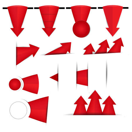Shiny Red Paper Arrow Sticker And Bannerのイラスト素材