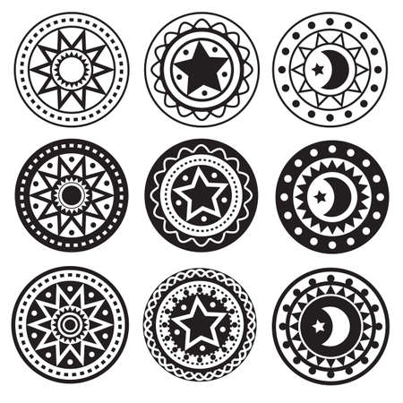 Silhouette of a pattern in a circleのイラスト素材