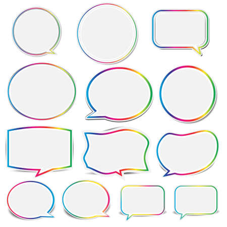 Speech banner label with rainbow borderのイラスト素材