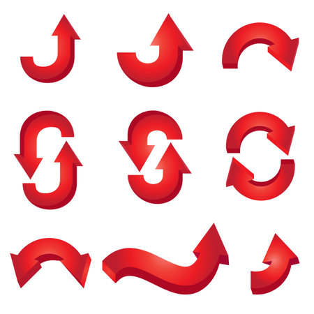 Set of red dimensional arrows in various directionsのイラスト素材