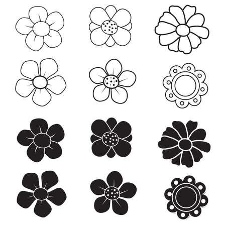 White and black flower iconのイラスト素材