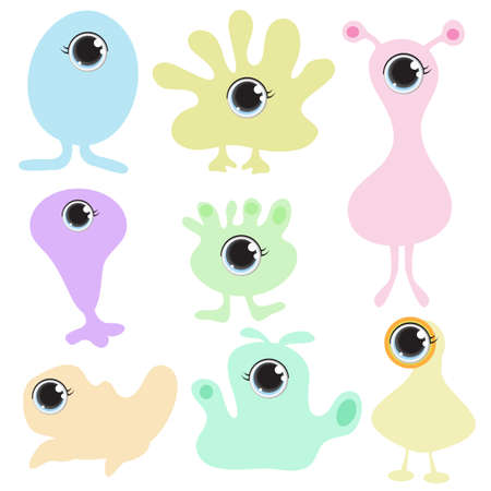 Cute one eyed monster on white backgroundのイラスト素材