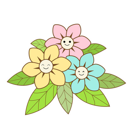Flower with smiling face on white backgroundのイラスト素材