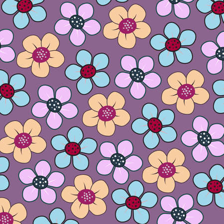 Three color retro floral backgroundのイラスト素材