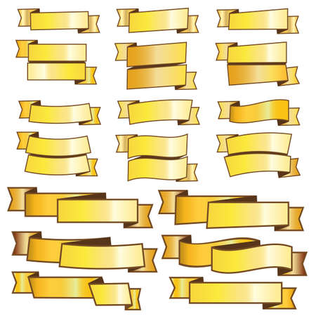 Golden ribbon banner on white backgroundのイラスト素材
