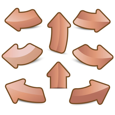 Warm color cartoon arrow on  white backgroundのイラスト素材