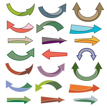 Set of vintage colored arrow icons on white backgroundのイラスト素材