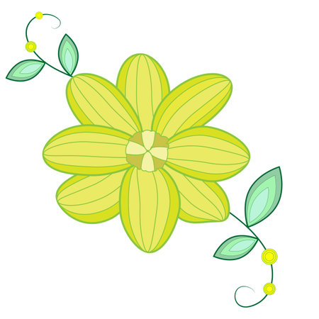 line drawing of yellow flowers on a white backgrouのイラスト素材