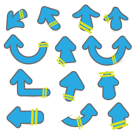 Cartoon paper arrow stickers with shadowsのイラスト素材