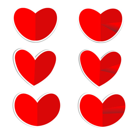 Set of red paper hearts on white backgroundのイラスト素材