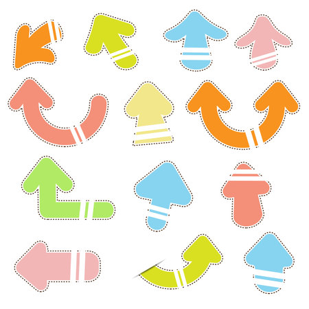 Cute Cartoon Paper Arrow Sticker With Shadowのイラスト素材