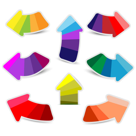 Colorful arrow sticker paper on white backgroundのイラスト素材