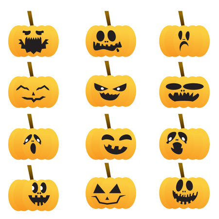 Pumpkin with a ghost face for Halloweenのイラスト素材