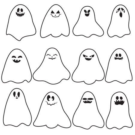 Set of cute little ghostsのイラスト素材