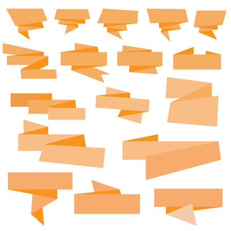 Set of orange paper bannersのイラスト素材