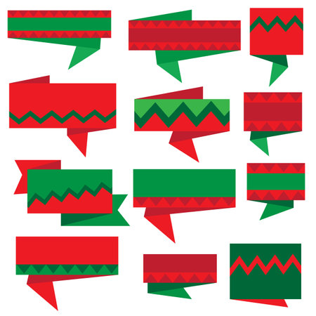 Set of Christmas colored paper bannersのイラスト素材