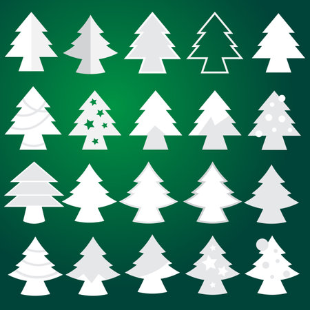 Cute paper christmas tree setのイラスト素材