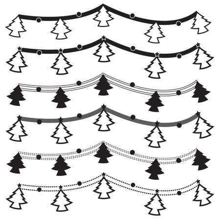 christmas tree icon hanging paper decorationのイラスト素材