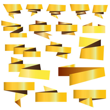 Set of golden paper labelsのイラスト素材