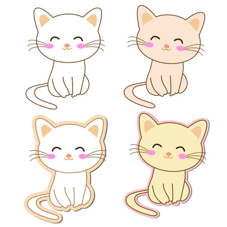 Set of cute little cats on white backgroundのイラスト素材
