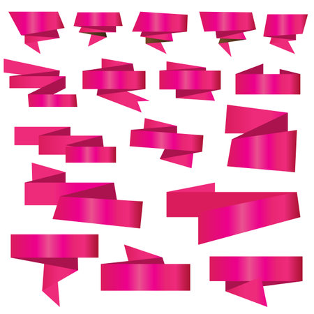 Set of pink paper labelsのイラスト素材