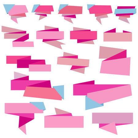 Set of retro pink paper labelsのイラスト素材