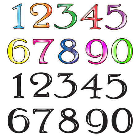 Numbers with shadow on white backgroundの写真素材