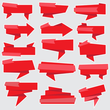 Set of red paper stickers that are sticker labelsのイラスト素材