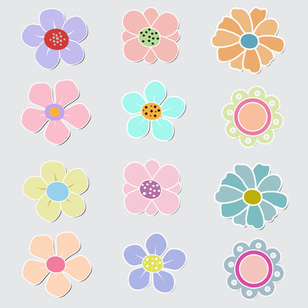 Cute vintage flowers on a white backgroundのイラスト素材