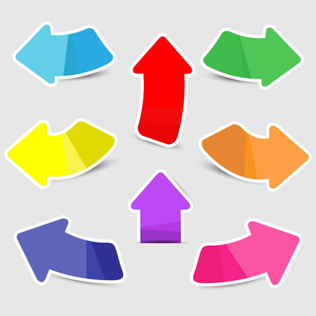 Colorful arrow sticker paper on white backgroundのイラスト素材