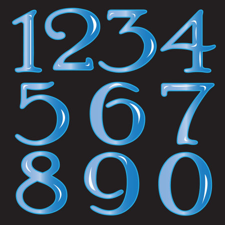 Blue numbers with shadow on black backgroundのイラスト素材