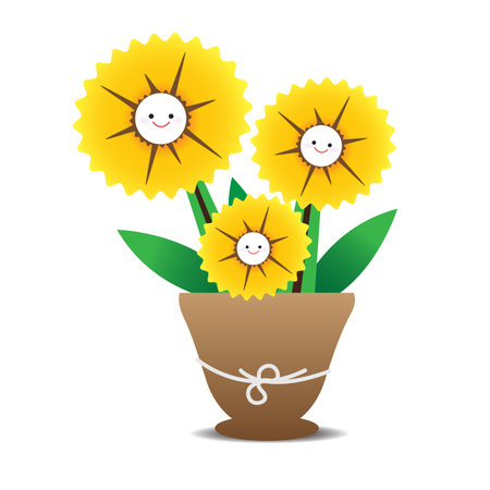 Cute orange flowers are in potsのイラスト素材